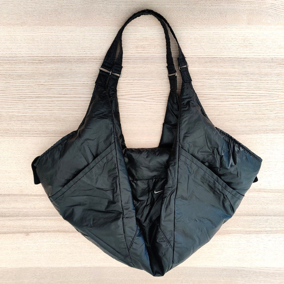 Nike Victory Gym Tote Duffle Workout Bag Shiny Black Travel Trip BA4905-001 Rare - Picture 9 of 16